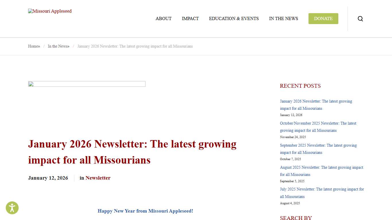 January 2026 Newsletter: The latest growing impact for all Missourians - Missouri Appleseed